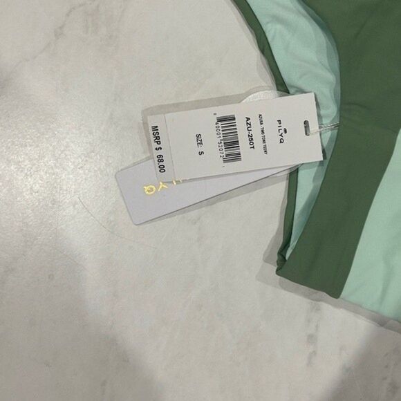 Pilyq Azura Two Tone Teeny Bikini Bottoms Small Green Blue  Cheeky NEW NWT - Picture 5 of 6